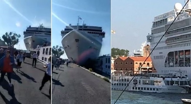 Venezia, nave da crociera contro battello e banchina. Quattro in ospedale, persone cadute in acqua. «Blackout dei comandi»