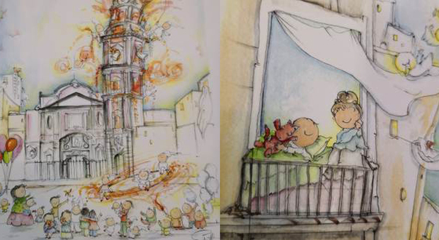 Due illustrazioni dell'artista Spiff dal calendario Napoli da scoprire