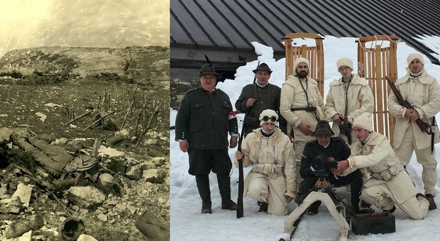 Cassola celebrazioni del 4 novembre. Mostra fotografica sulla vita del soldato, reparto "alpini skiatori" in divisa d'epoca