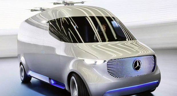 Il Mercedes Vision Van il furgone con due droni sul tetto per le consegne a domicilio