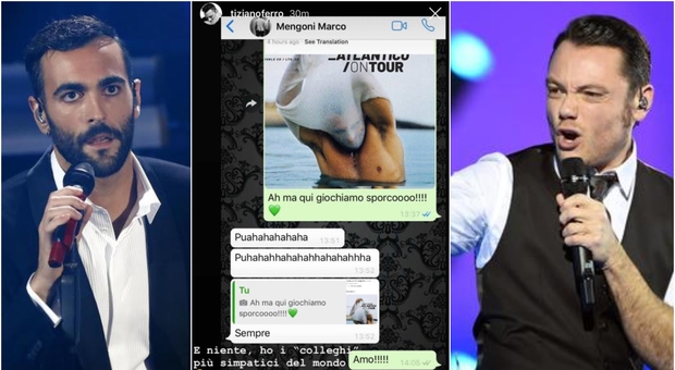 Tiziano Ferro, chat ammiccante con Marco Mengoni: «Qui giochiamo sporco!»