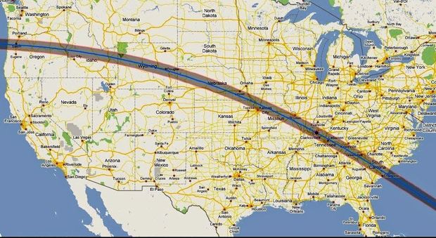 Le città statunitensi dove sarà visibile l'eclissi totale di Sole