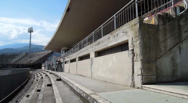 Lo stadio Del Duca durante uno dei sopralluoghi avvenuti nei giorni scorsi