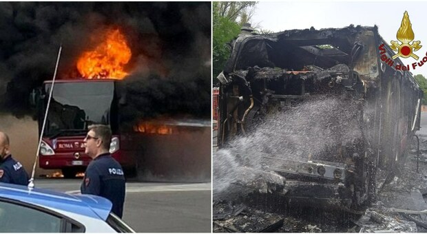 Roma, bus in fiamme vicino allo Spallanzani: nessun ferito