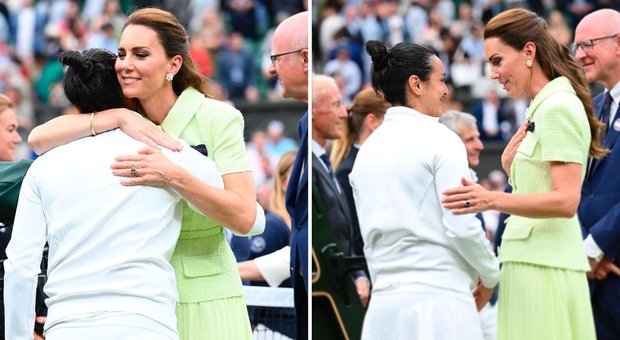 Kate Middleton conquista Wimbledon in abito verde pastello. Il dettaglio del fiocco nero: ecco cosa significa