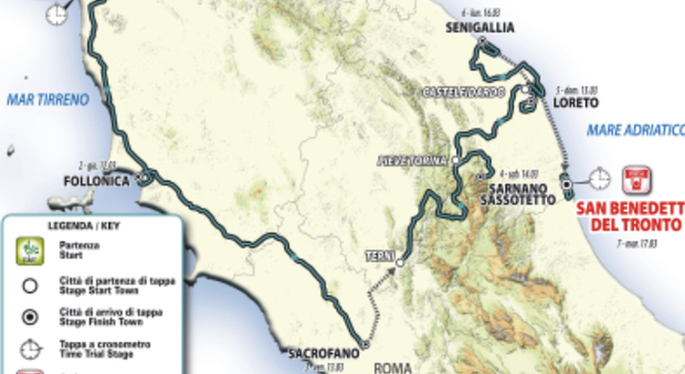 Tirreno-Adriatico 2020, Nibali a caccia del tris. Sacrofano arrivo inedito, Sassotetto traguardo in quota