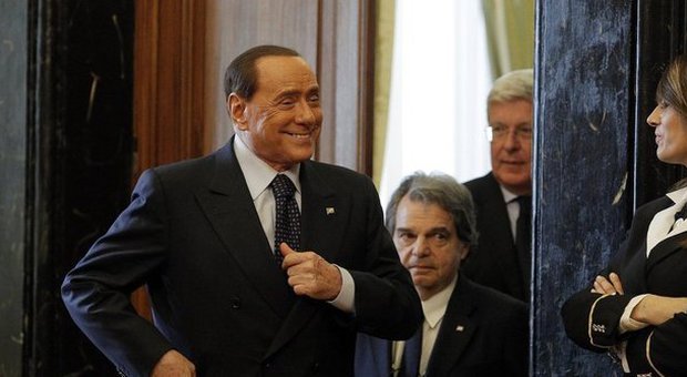 Silvio Berlusconi con Renato Brunetta e Paolo Romani