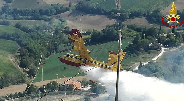 Acquasanta Terme, l'incendio distrugge ettari di bosco: per fermare le fiamme servono i Canadair
