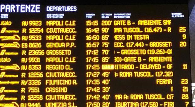 Maltempo, ritardi fino a 200 minuti a Termini: pendolari stremati in stazione