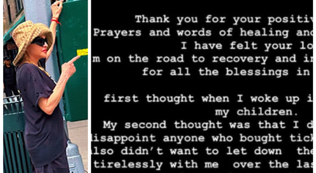 Madonna scrive su Instagram: «Sono sulla strada della guarigione. Mi dispiaceva per i miei figli ed i fans»
