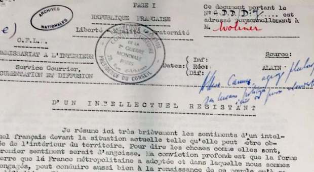 Albert Camus, riemerge dagli archivi una sua lettera inedita scritta durante l'occupazione nazista