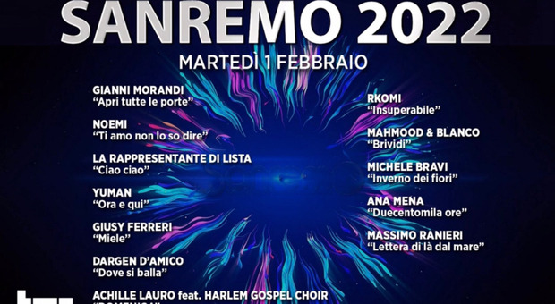 Sanremo 2022, la divisione dei cantanti: prima serata con Morandi, Lauro e Ranieri. Mercoledì Emma ed Elisa