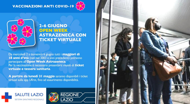 Vaccini Lazio, Open Day Astrazenca (2-6 giugno) da 18 anni in su: prenotazioni da domani
