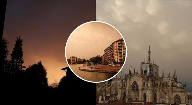 Milano, i colori surreali del cielo prima e dopo il maltempo