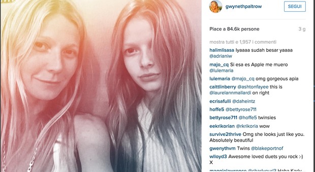 Gwyneth Paltrow e sua figlia Apple su Instagram