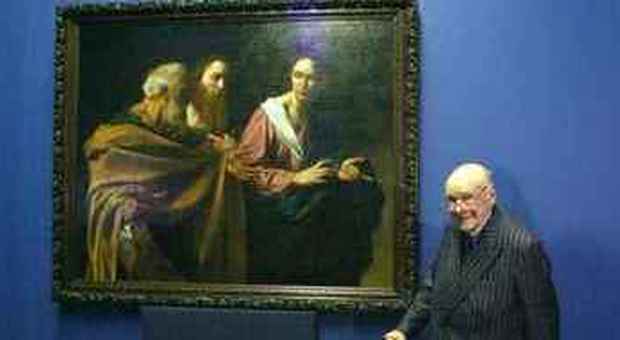 Sir Denis Mahon nel 2006 con il Caravaggio dei Windsor