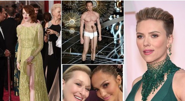 Oscar, Emma Stone osé, Johansson rasata e Harris in mutande: tutti gli highlight