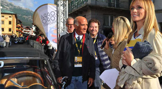 Il presidente dell'Aci Angelo Sticchi Damiani con Serena Autieri alla Coppa d'Oro