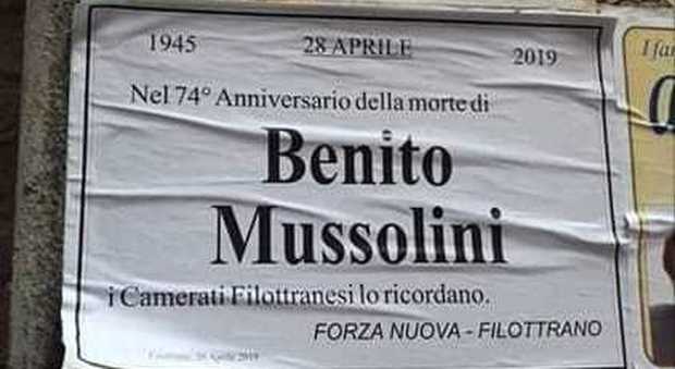 Filottrano, coperti i manifesti in memoria di Benito Mussolini