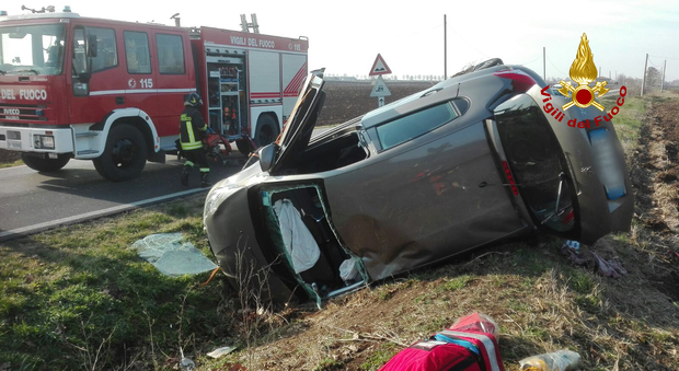 Una scena dell'incidente di oggi a Lonigo