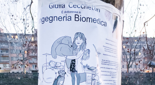 Padova. Giulia Cecchettin è dottoressa, il papiro lungo il Piovego e un'aula studio a lei dedicata