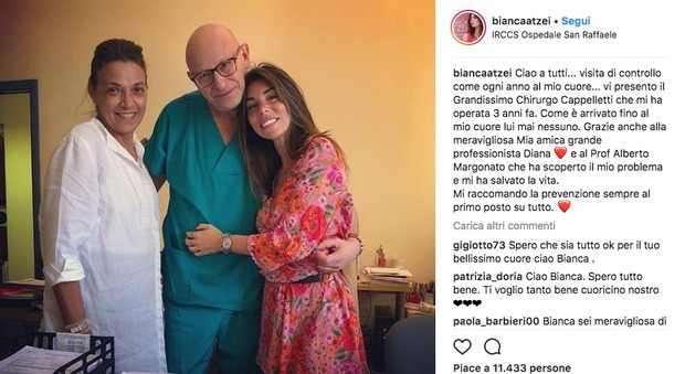 Bianca Atzei in ospedale: «Grazie ai medici, mi salvarono la vita». Il post commovente su Instagram