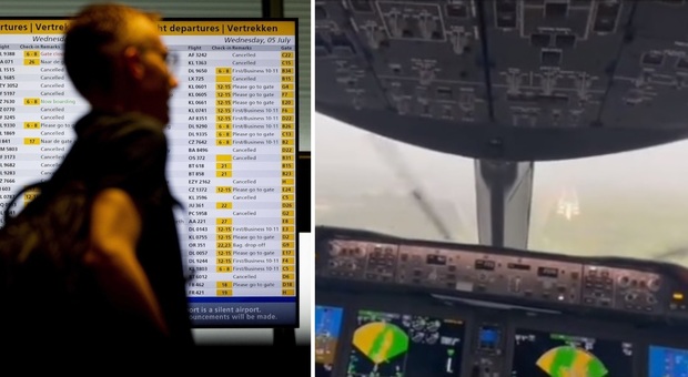 Maltempo, fermi aerei e treni: è allerta rossa in Olanda. L'atterraggio da incubo nella tempesta "Poly" VIDEO