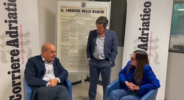 Zingaretti (ospite del Corriere Adriatico) si candida nelle Marche: «Infrastrutture indecenti. La colpa è della destra»