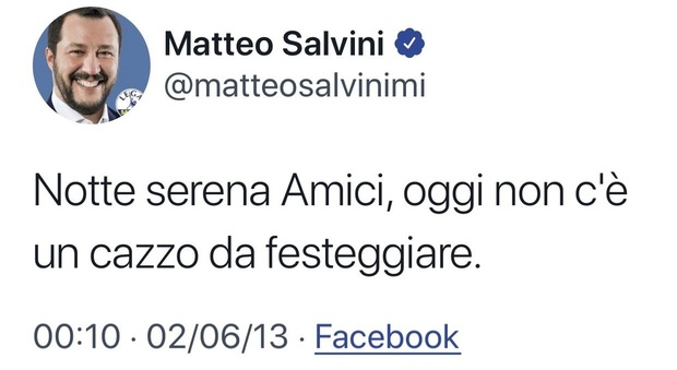 Salvini, polemica per il tweet del 2013 contro il 2 giugno. Ma oggi: «Buona Festa della Repubblica»