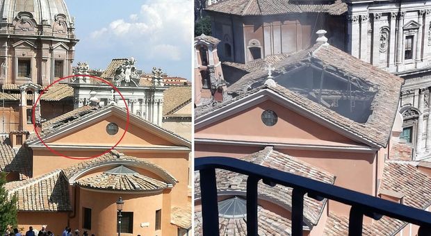 Roma, crolla il tetto di in una chiesa davanti al Campidoglio