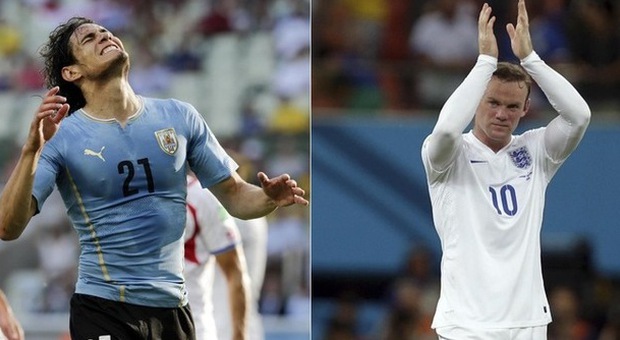 Stasera Uruguay-Inghilterra, Cavani ​sfida Rooney: chi sbaglia è fuori