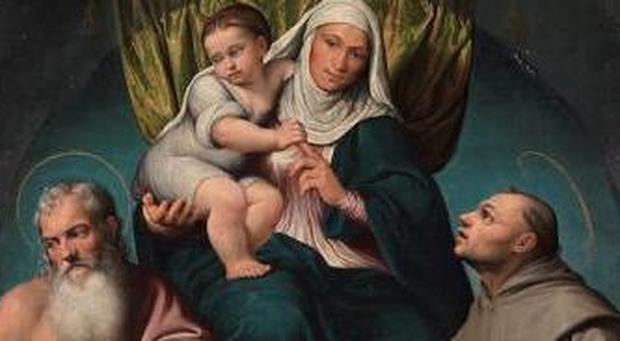 Sant’Anna in trono con la Vergine bambina tra i santi Girolamo e Francesco, opera di Jacopo Da Ponte