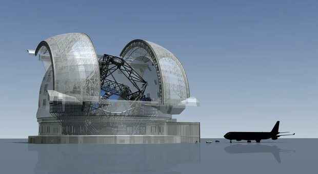 Le dimensioni del più grande telescopio del mondo “Elt” in costruzione in Cile. Avrà un’ottica progettata all’Università di Padova