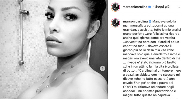 Carolina Marconi, lo scatto su Instagram con la cicatrice sul seno: «Siate coraggiose» IL POST