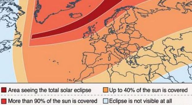 Eclissi del secolo, venerdì Italia al buio. "Disco solare coperto al 70% al Nord"