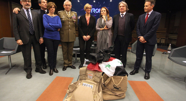 Il Ministro della difesa Roberta Pinotti con la presidente Rai Monica Maggioni, il cda Antonio Campo dall'Orto e Duilio Giammaria