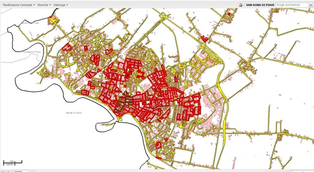 DUE ZONE In marrone (centro storico) e in rosso (aree residenziali) le strade per cui è previsto il bonus