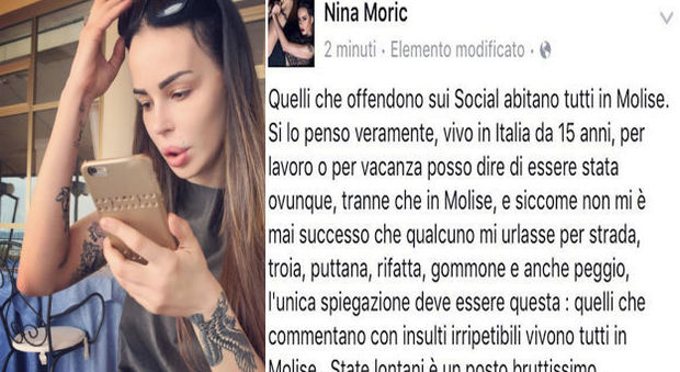 Nina Moric offende il Molise: "Posto bruttissimo", poi rettifica...