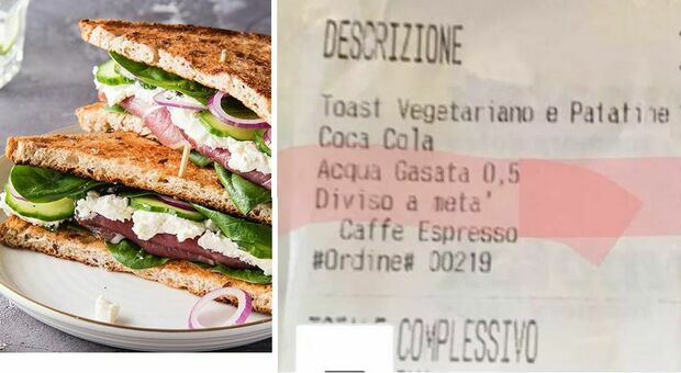 Toast diviso a metà al costo di 2 euro sul lago di Como. Il titolare del bar: «I servizi in più si pagano»