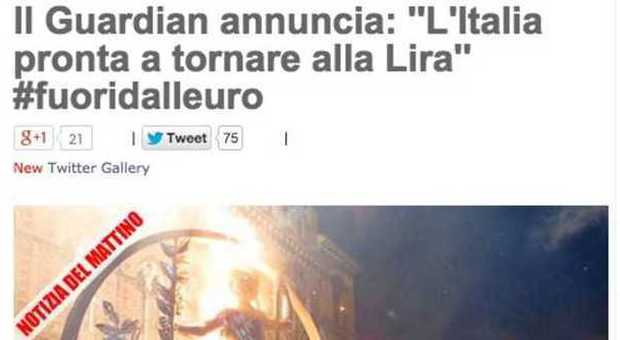 "L'Italia è pronta per tornare alla Lira": Grillo rilancia un articolo del Guardian