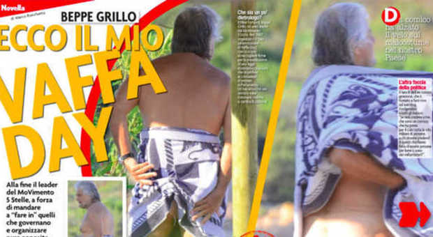 Beppe Grillo con il costume abbassato (Novella 2000)