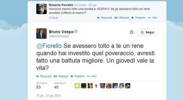 Fiorello-Vespa, botta e risposta su Twitter. Pace dopo i veleni: "Love Bruno" -Guarda