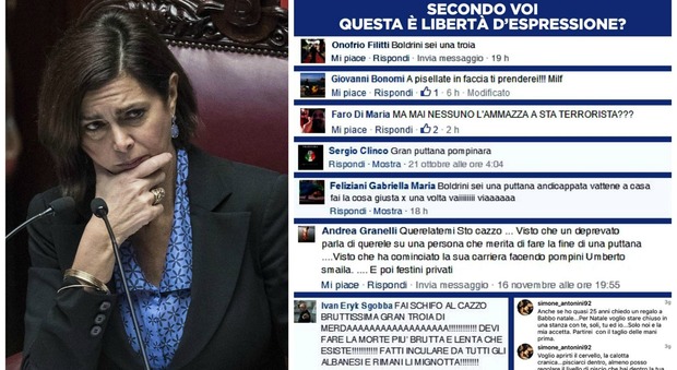 Il post choc della Boldrini su Fb: «Ecco gli insulti che ricevo»