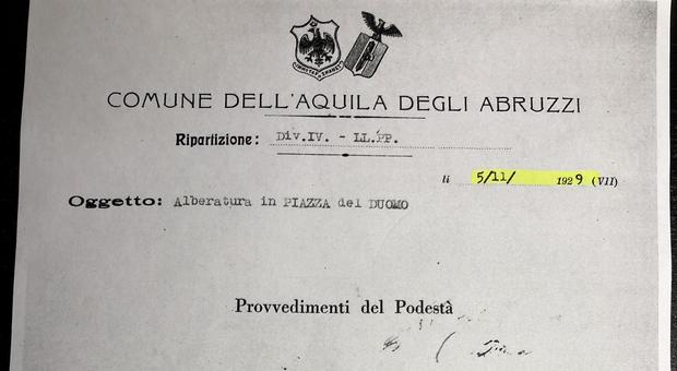 L'Aquila e gli alberi in piazza Duomo: dalle carte del 1929 di Adelchi Serena «80 lecci a 7.600 lire»
