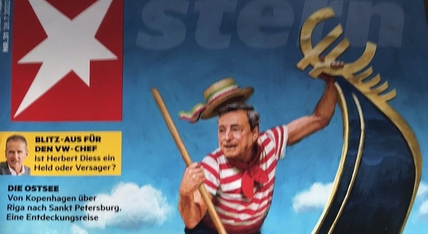 Mario Draghi sulla gondola dell'Euro che affonda, la nuova copertina (polemica) della rivista tedesca Stern