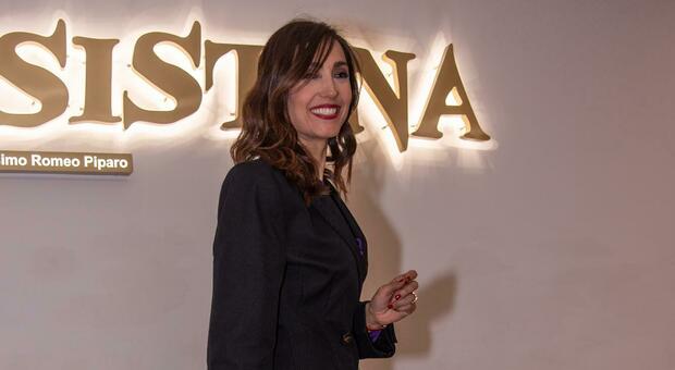 Caterina Balivo nel foyer del teatro Sistina per la prima dello spettacolo di Giusti dal tutolo "Bollicine"