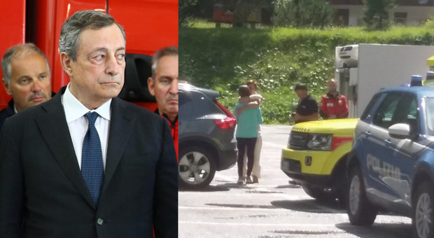 Strage della Marmolada, il premier Draghi a Canazei e l'abbraccio dei familiari delle vittime