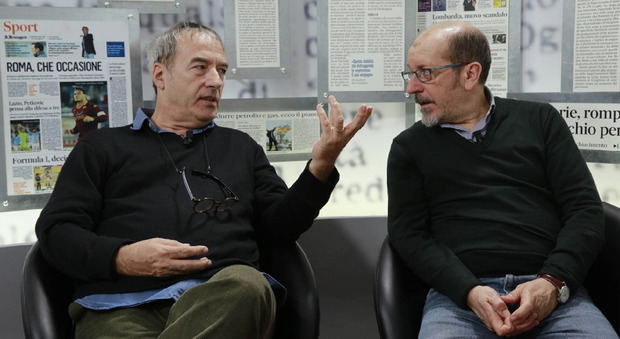 David Riondino e Dario Vergassola negli studi di Messaggero Tv (Foto Gabrielli - Ag. Toiati)