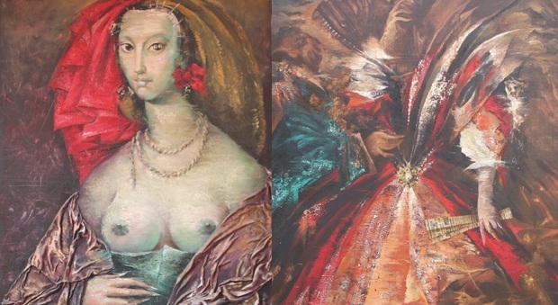 Due delle opere in mostra alla Galleria Spazzapan di Gradisca d'Isonzo