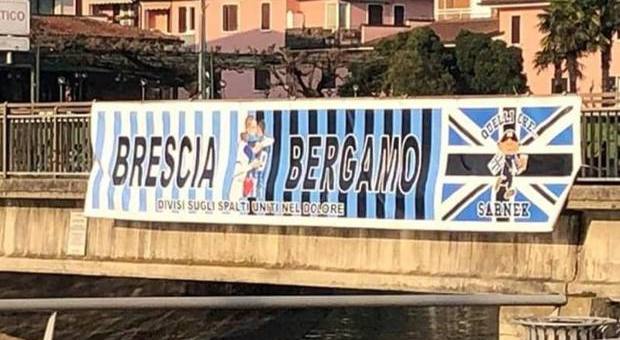 Coronavirus, la solidarietà di Bergamo e Brescia in uno striscione